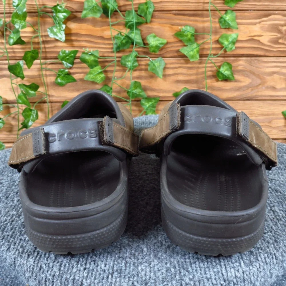 Crocs Yukon Mesa Men Shoe Size 12 Outdoor Clog Brown Leather Croslite Comfort